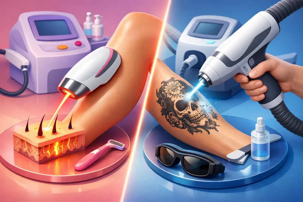 Difference Between Laser Hair Removal and Tattoo Removal